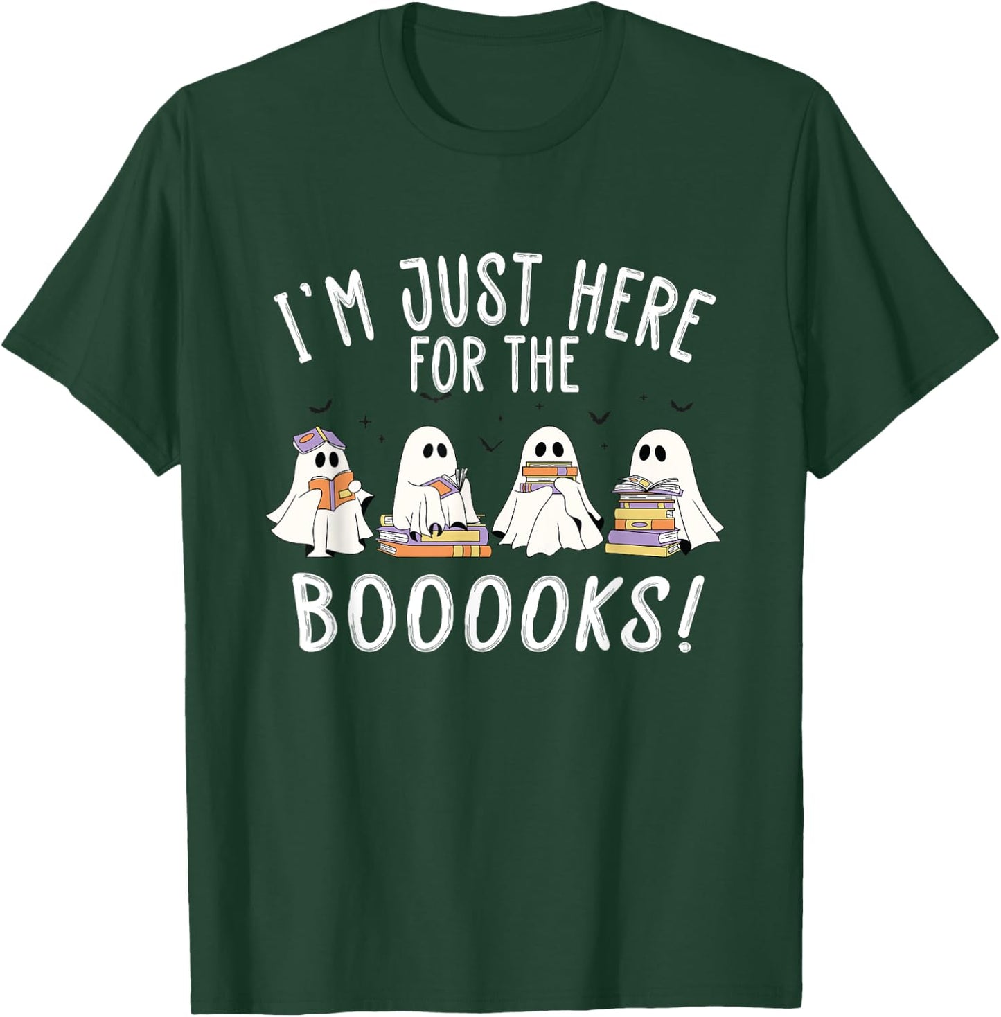 I'm Just Here For The Books - Cute Halloween Ghost Reading T-Shirt - T-Shirt | Forest