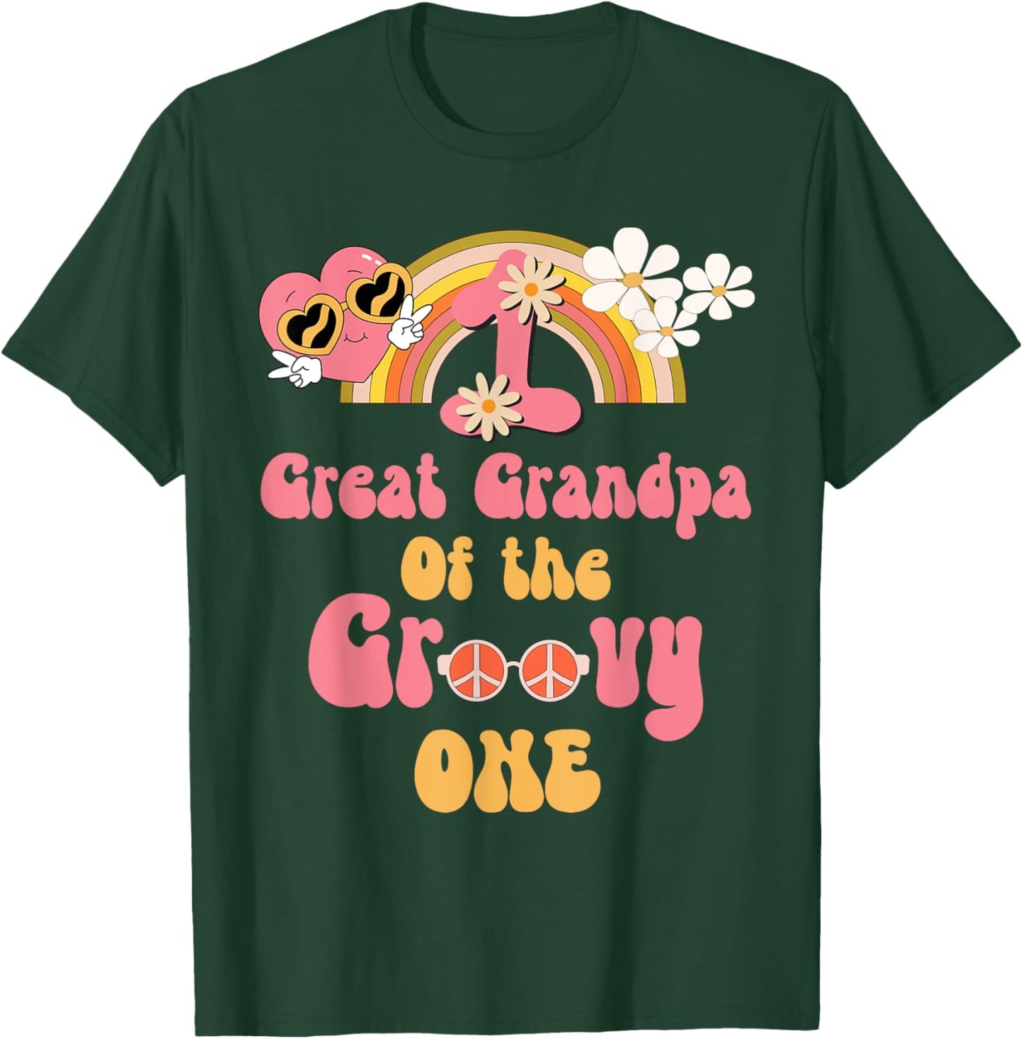 Great Grandpa of the Groovy one peace sign birthday matching T-Shirt - T-Shirt | Forest