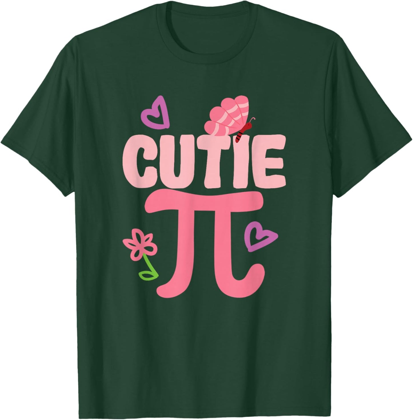 Cutie Pi Day Funny Cute Nerd Geek Pretty Math Butterfly T-Shirt - T-Shirt | Forest