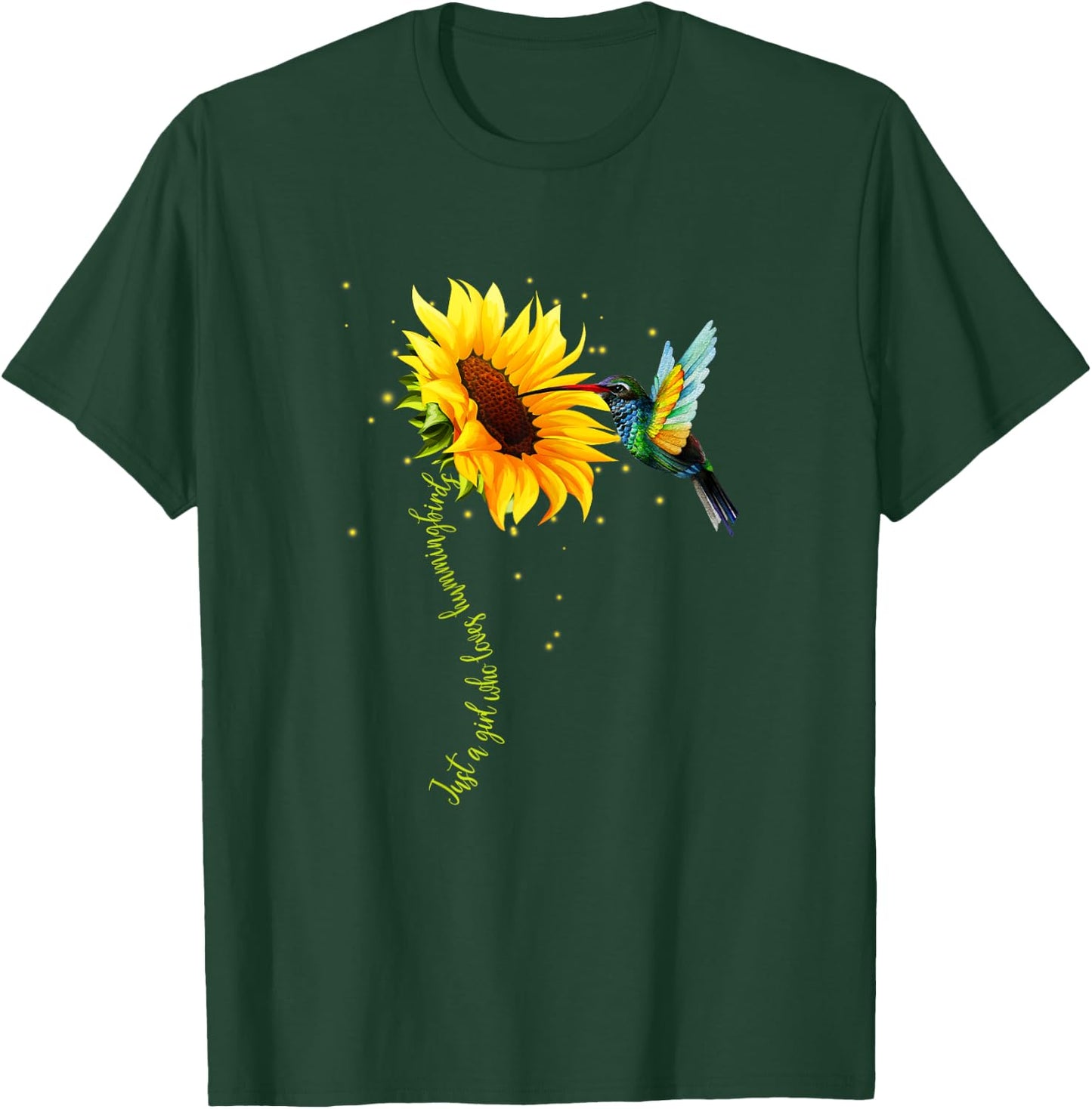 Just A Girl Who Loves Hummingbirds Shirt Bird and Sunflower T-Shirt - T-Shirt | Forest