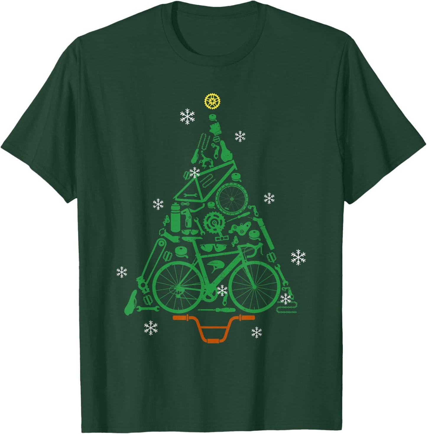 Road Bike Bicycle Funny Christmas Tree Cyclist Kids Adults T-Shirt - T-Shirt | Forest