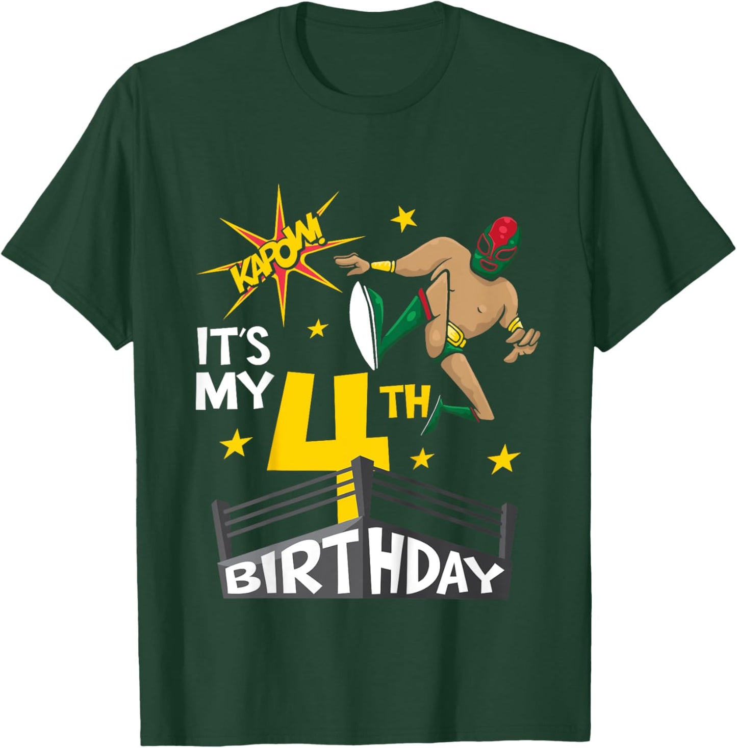 Kids It's My 4th Birthday 4th Birthday Boy Wrestling Themed Party T-Shirt - T-Shirt | Forest