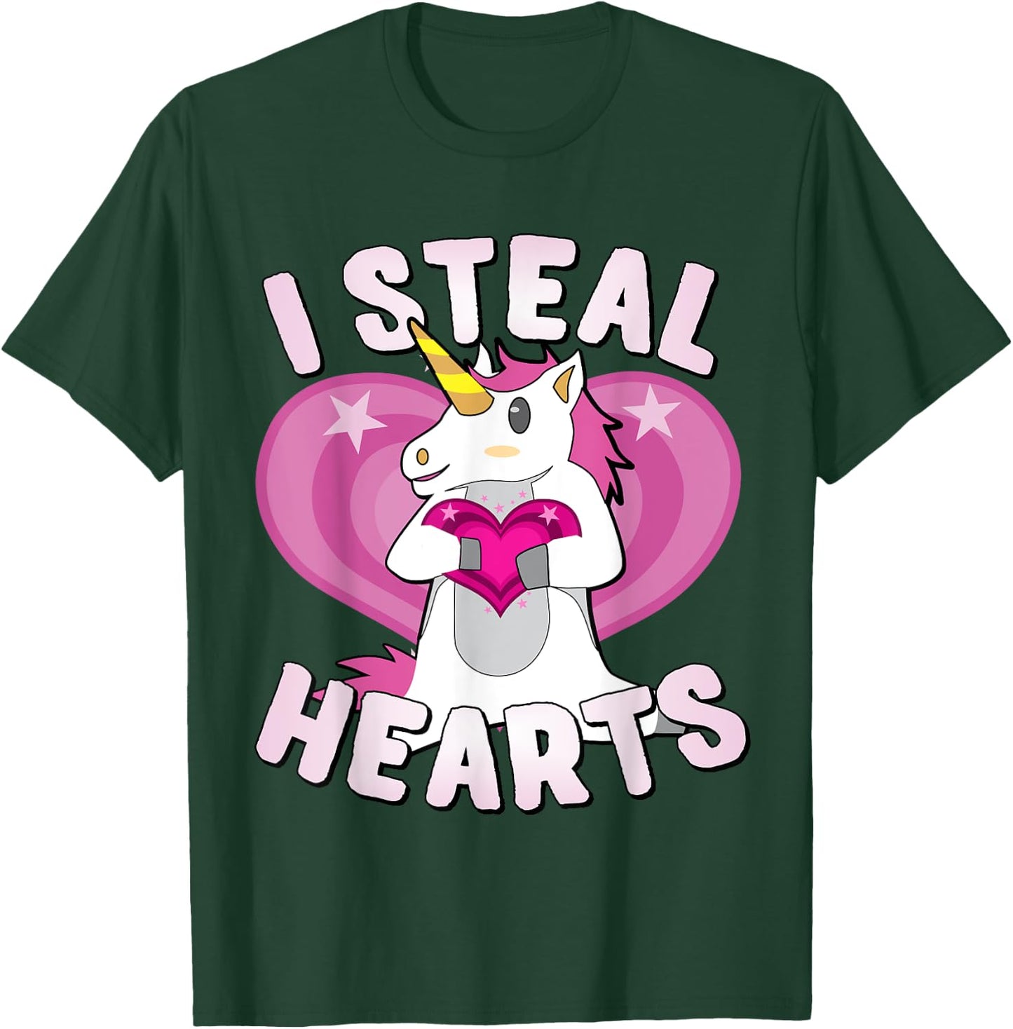 I Steal Hearts Unicorn Valentine's Day T-Shirt - T-Shirt | Forest