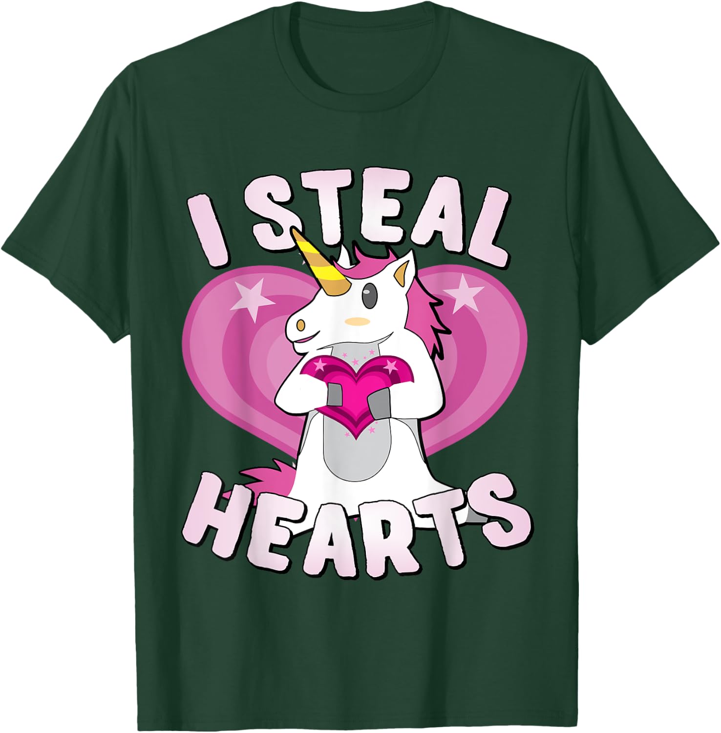 I Steal Hearts Unicorn Valentine's Day T-Shirt - T-Shirt | Forest