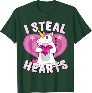 I Steal Hearts Unicorn Valentine's Day T-Shirt - T-Shirt | Forest