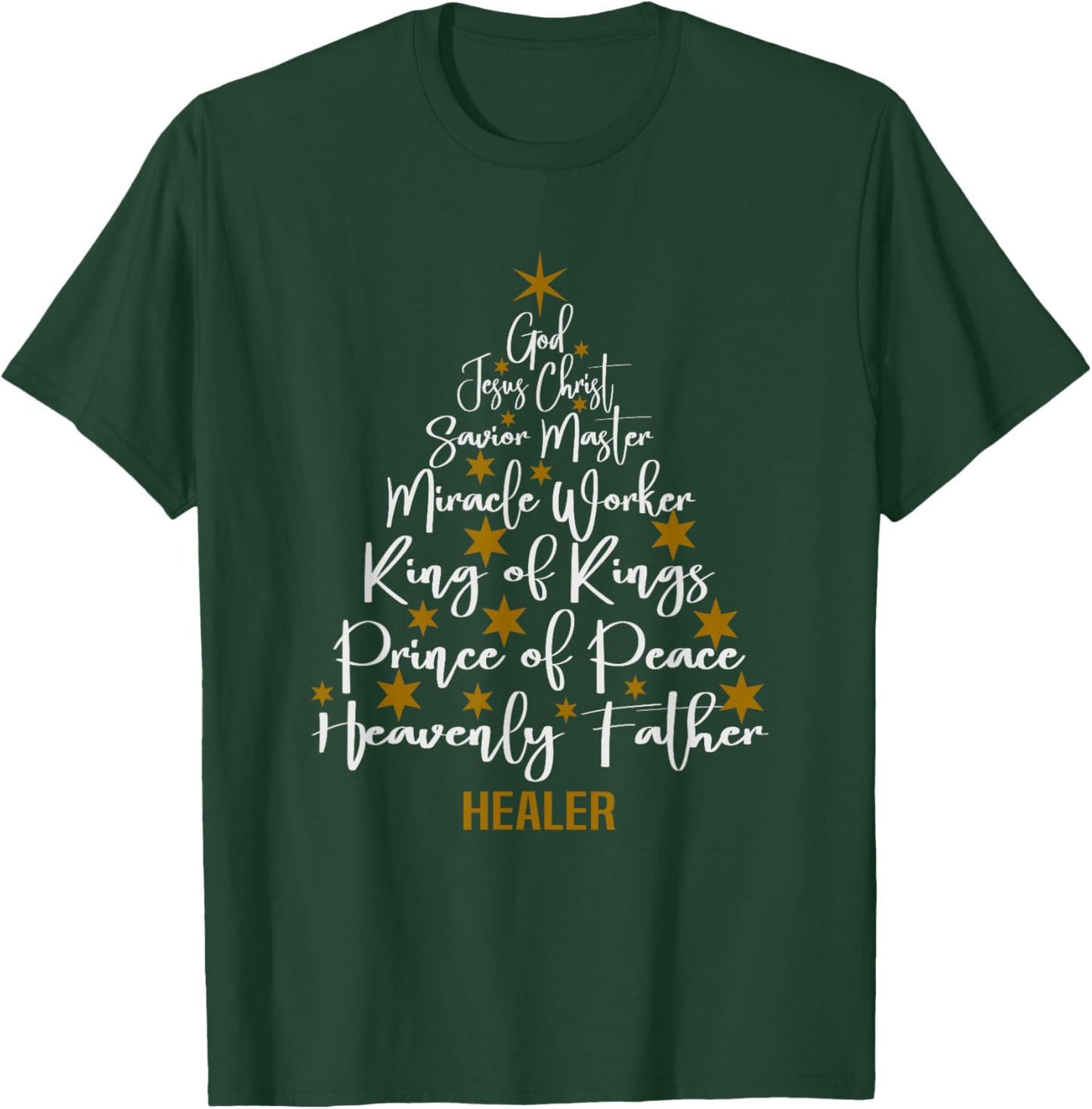 Christmas Bible Names of Jesus Tree Shaped Motivational T-Shirt - T-Shirt | Forest