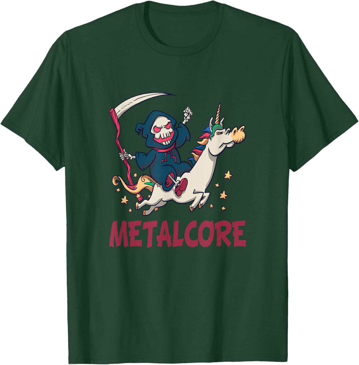 Funny Metalcore Reaper Unicorn Metalhead T-Shirt - T-Shirt | Forest