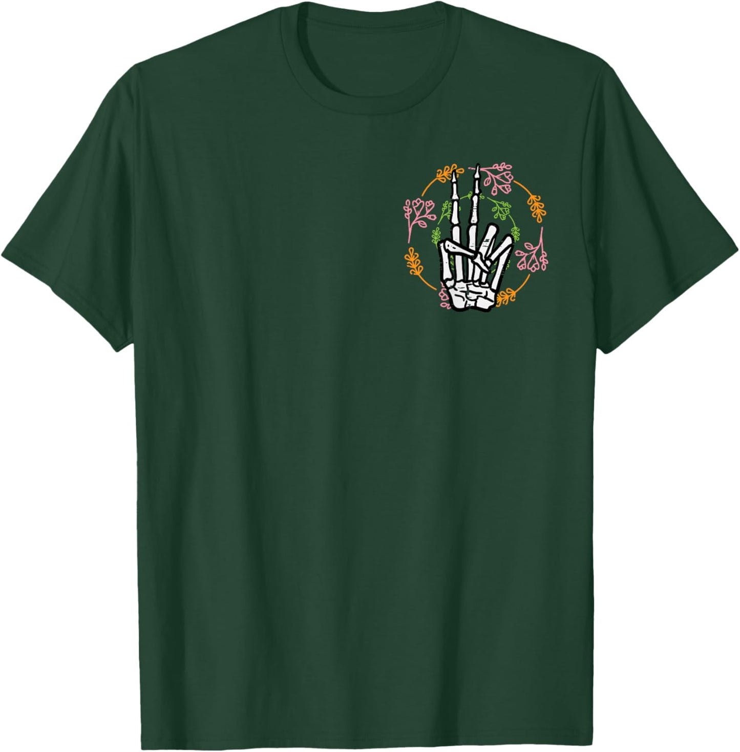 Skeleton Hand Peace Pocket Halloween Costume Men Women Kids T-Shirt - T-Shirt | Forest