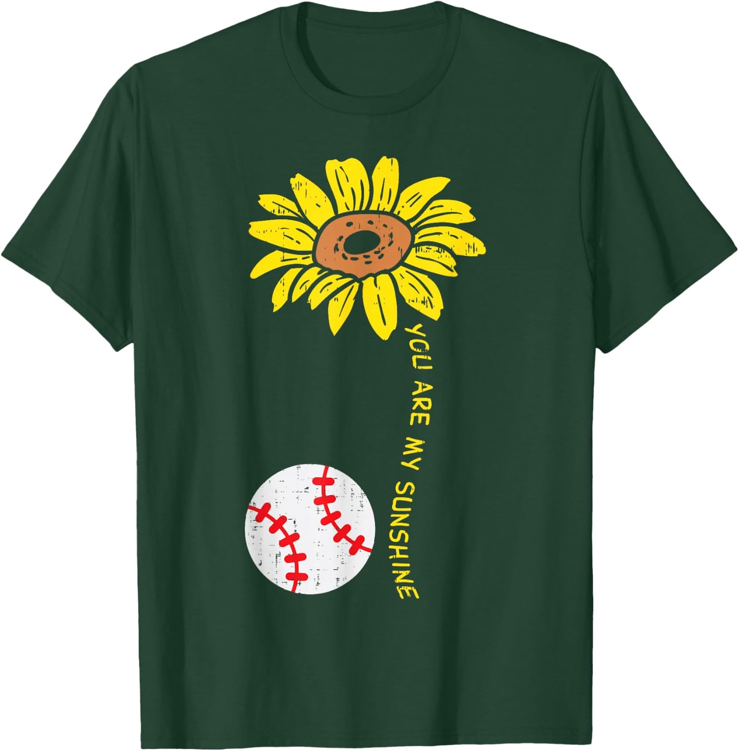 Sunflower Sunshine Baseball Softball Sports Men Women Kids T-Shirt - T-Shirt | Forest