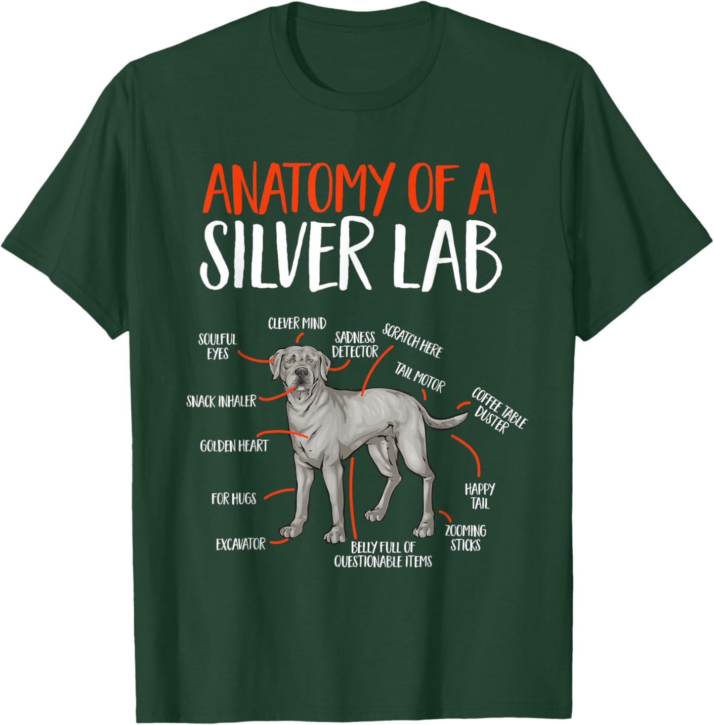 Silver Labrador Retriever Anatomy Of A Silver Lab T-Shirt - T-Shirt | Forest