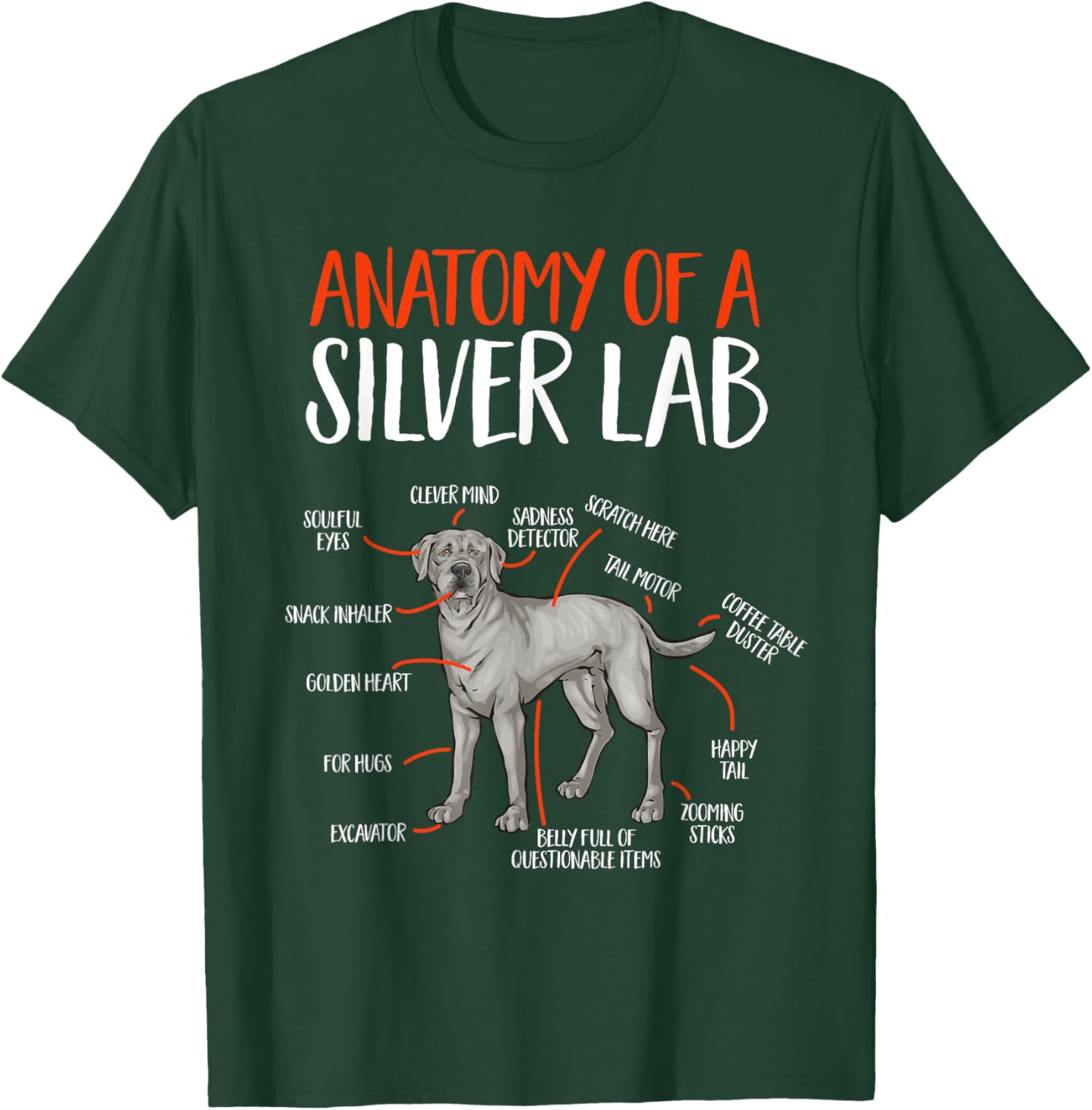 Silver Labrador Retriever Anatomy Of A Silver Lab T-Shirt - T-Shirt | Forest