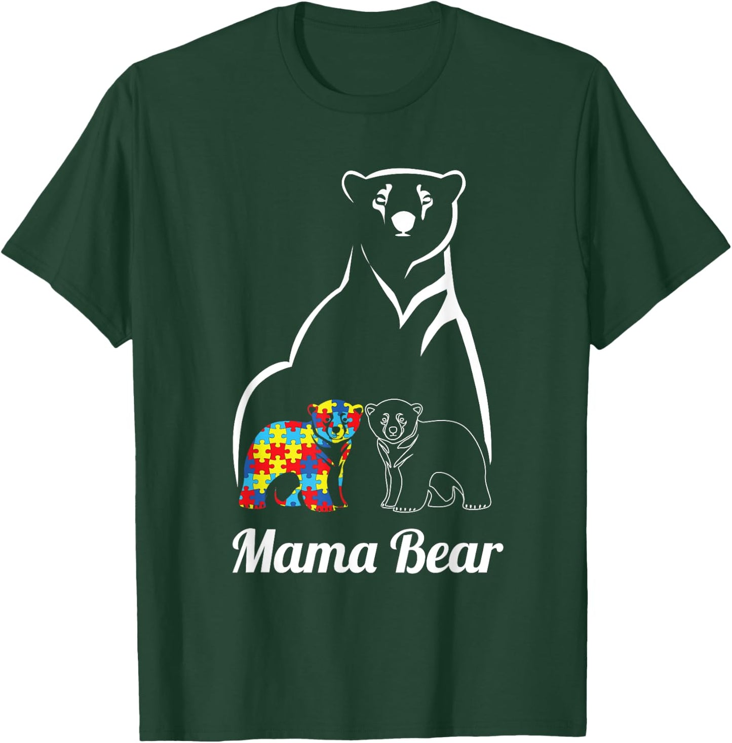 Autism Awareness Mama Bear Mom Autistic Child T-Shirt - T-Shirt | Forest