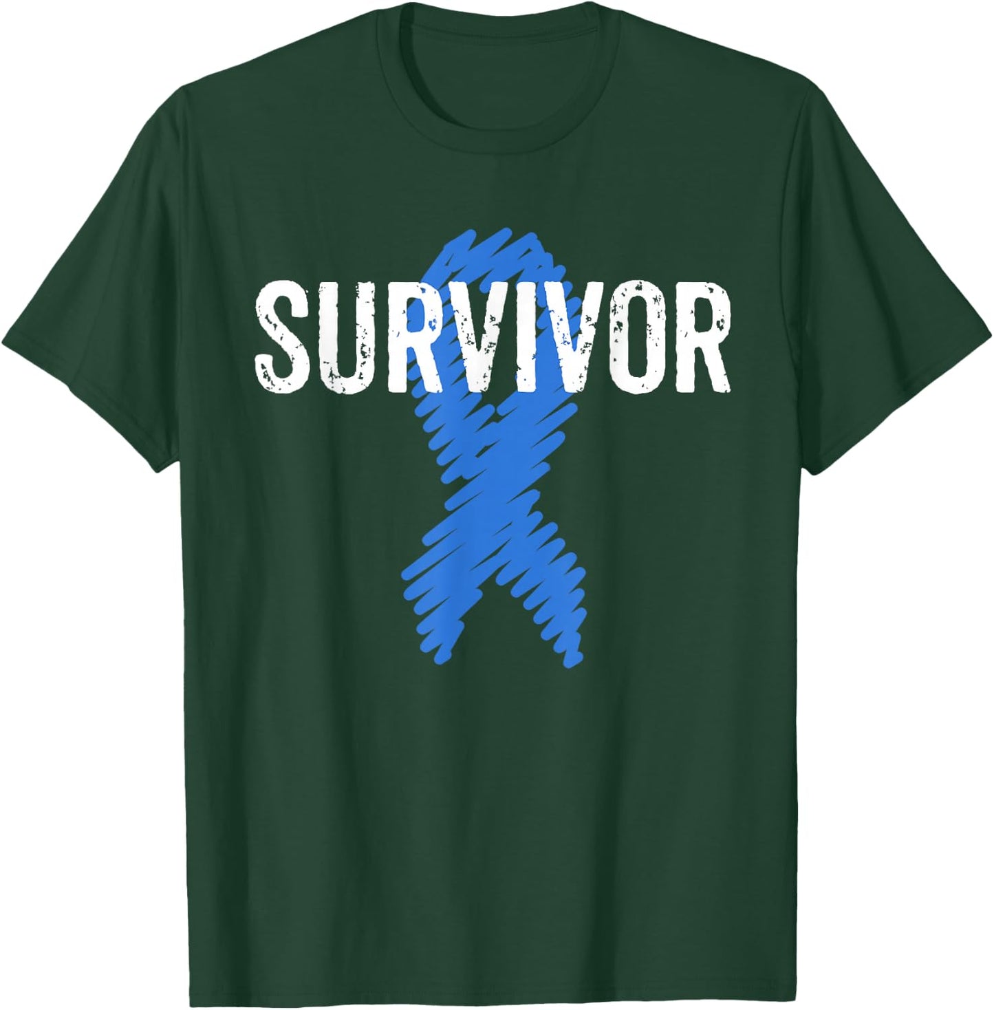Colon Cancer Survivor Awareness Colonoscopy Blue T-Shirt - T-Shirt | Forest