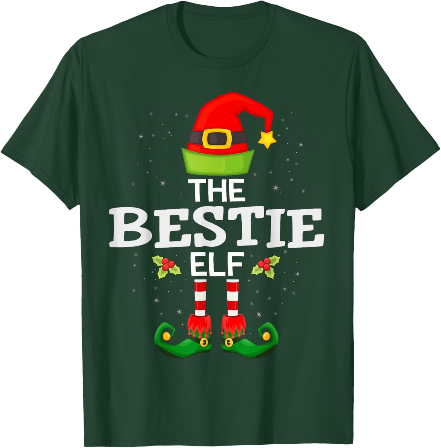 The Bestie Elf Christmas Family Matching Pajama T-Shirt - T-Shirt | Forest