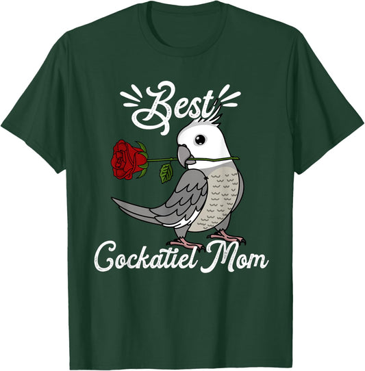 Best Parrot Mom I White-faced Grey Cockatiel T-Shirt - T-Shirt | Forest