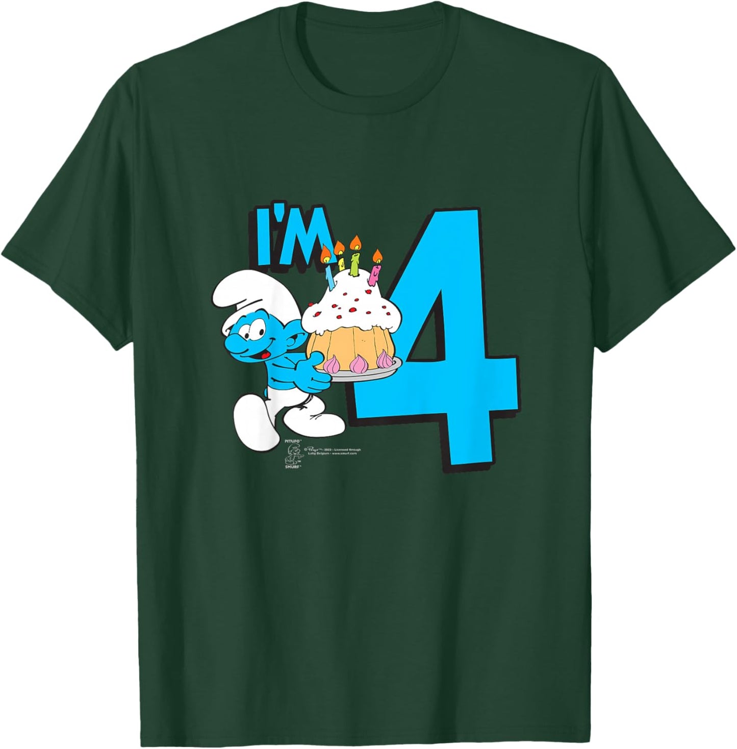 Kids The Smurfs Birthday I'm 4 T-Shirt - T-Shirt | Forest