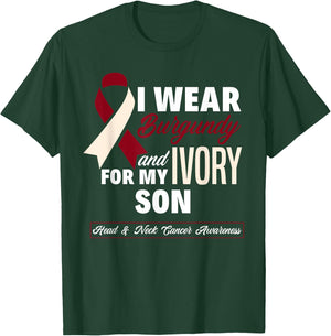 I Wear Burgundy & Ivory For My Son Head & Neck Cancer T-Shirt - T-Shirt | Forest