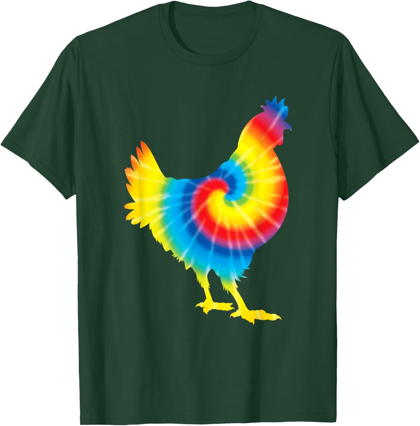 Tie Dye Chicken Rainbow Print Hen Fowl Hippie Peace Gift T-Shirt - T-Shirt | Forest