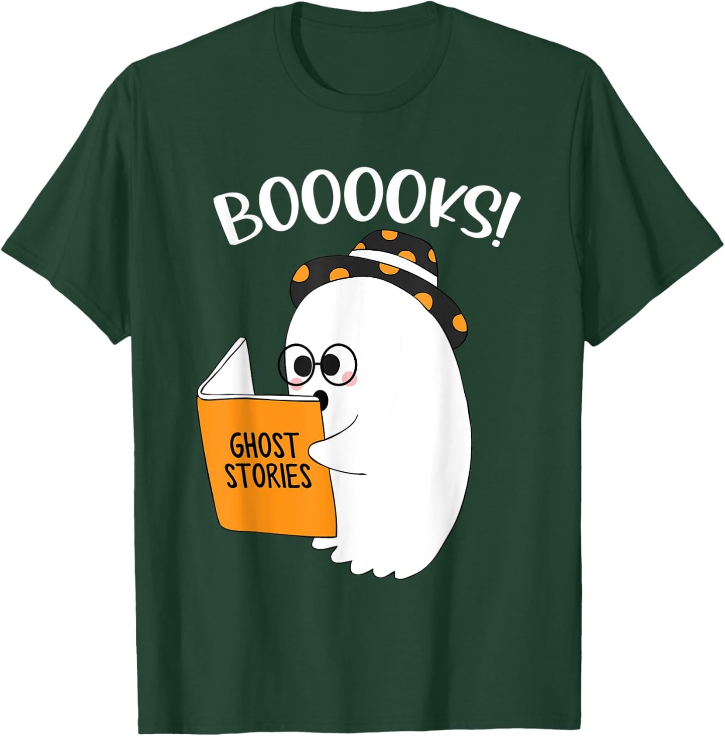 Booooks Funny Ghost Reading Books Halloween Teacher gift Women T-Shirt - T-Shirt | Forest