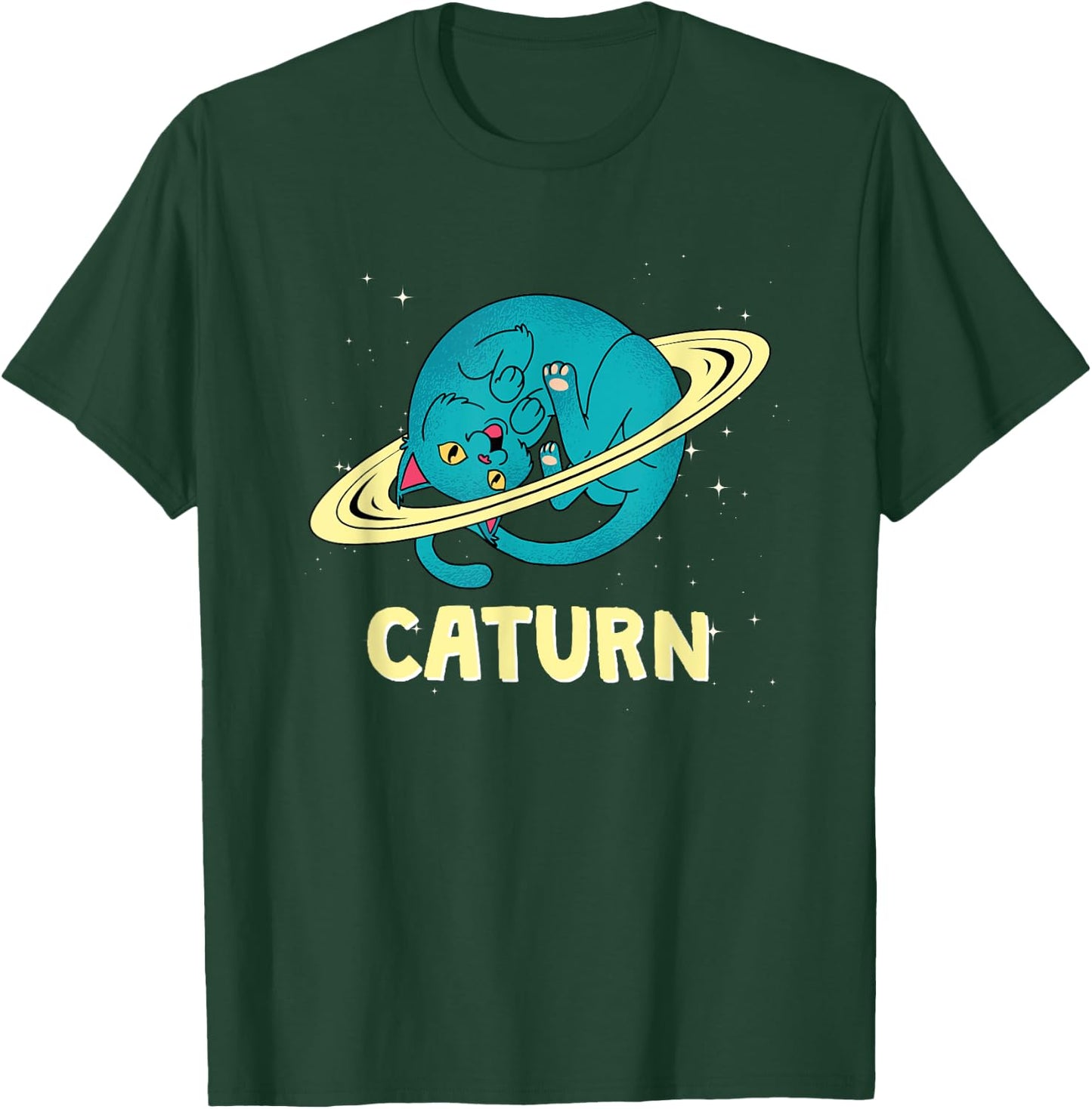 Space Cat - Caturn Men Women Girls Kids T-Shirt - T-Shirt | Forest