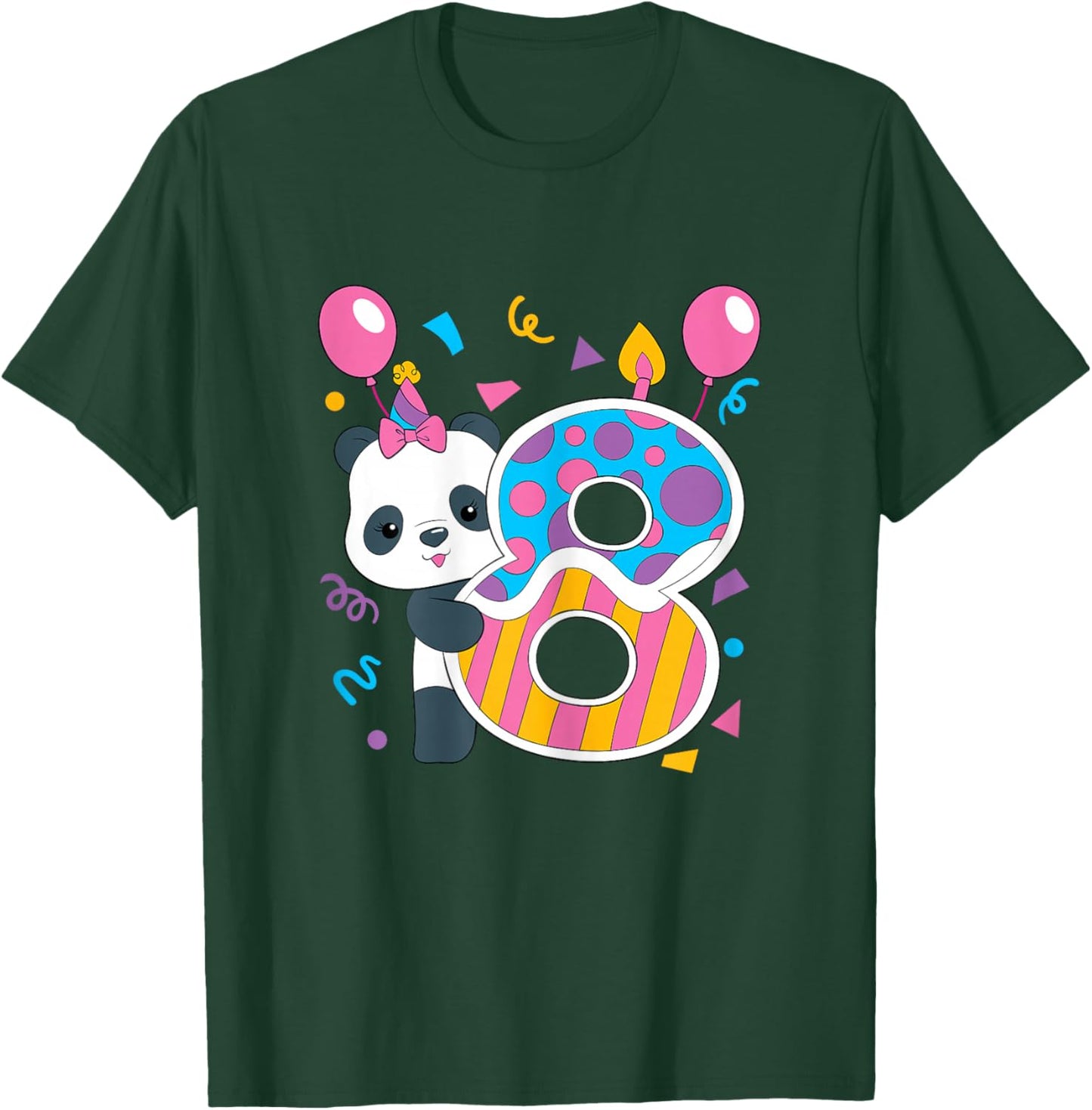 Panda 8 Year Old Children's Birthday Party T-Shirt - T-Shirt | Forest