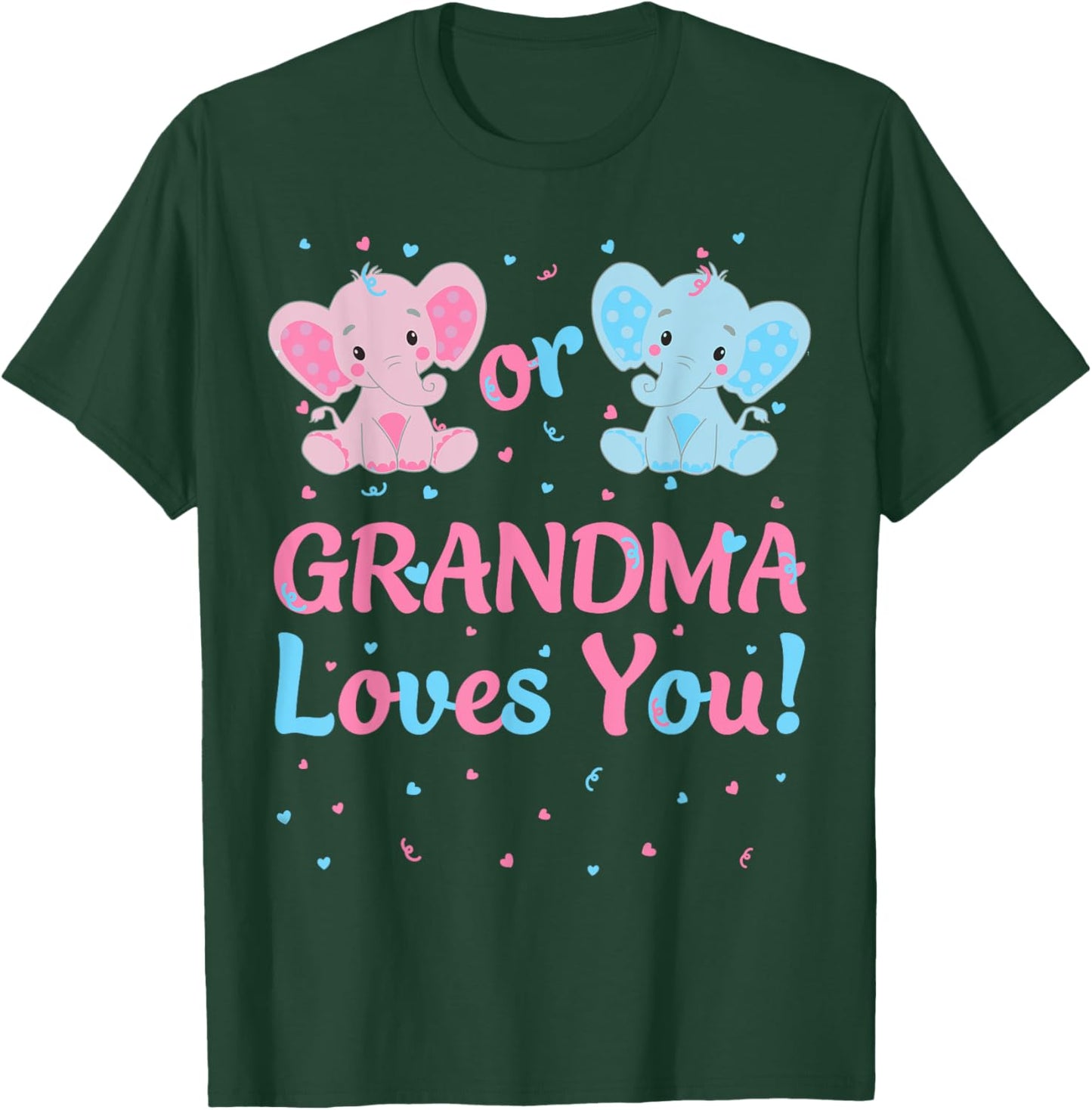 Grandma Gender Reveal Elephant Pink or Blue Matching Family T-Shirt - T-Shirt | Forest