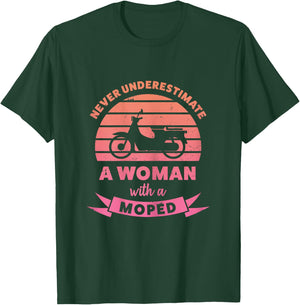 Woman with a Moped Funny Gifts Wife T-Shirt - T-Shirt | Forest