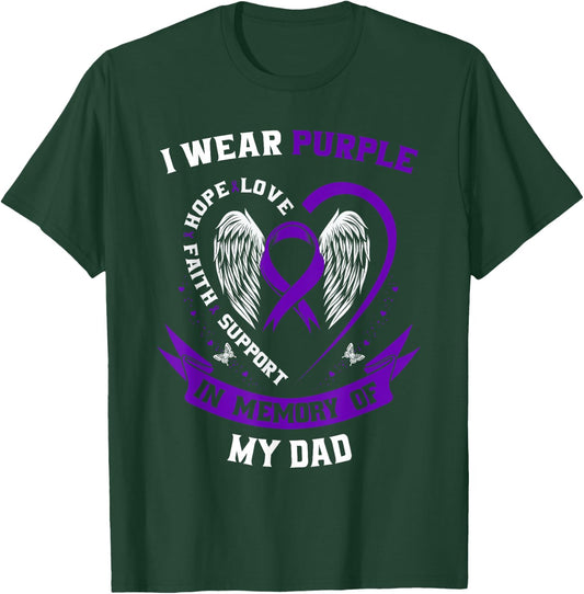 I Wear Purple For My Dad Pancreatic Cancer Awareness Shirt T-Shirt - T-Shirt | Forest