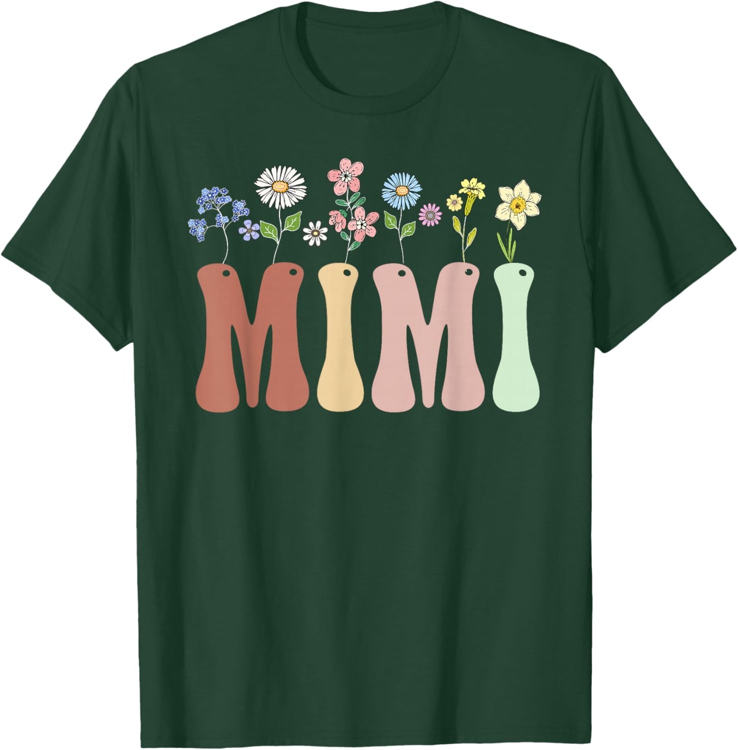 Mimi Gifts Women Wildflower Floral Design Mimi T-Shirt - T-Shirt | Forest