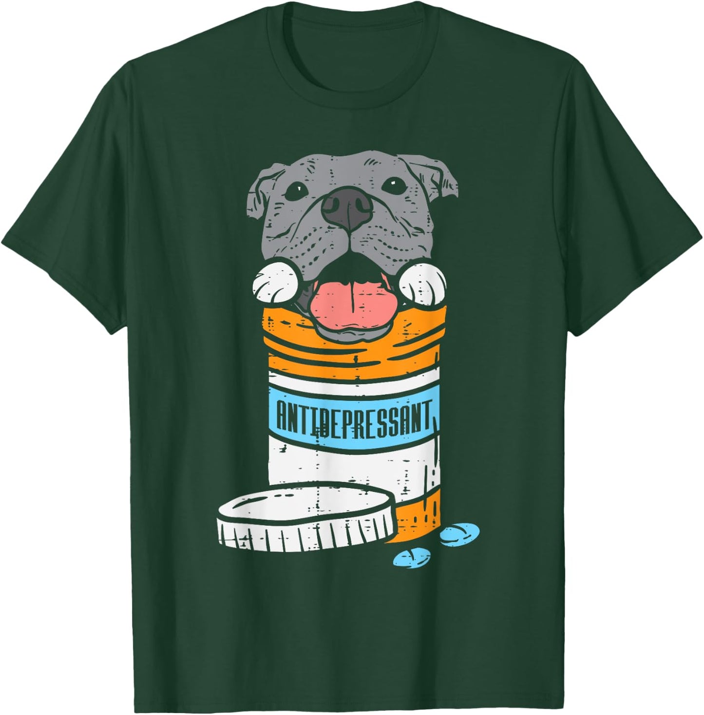 Antidepressant Pitbull Funny Pitties Dog Lover Owner Gift Men Women Girls Kids T-Shirt - T-Shirt | Forest