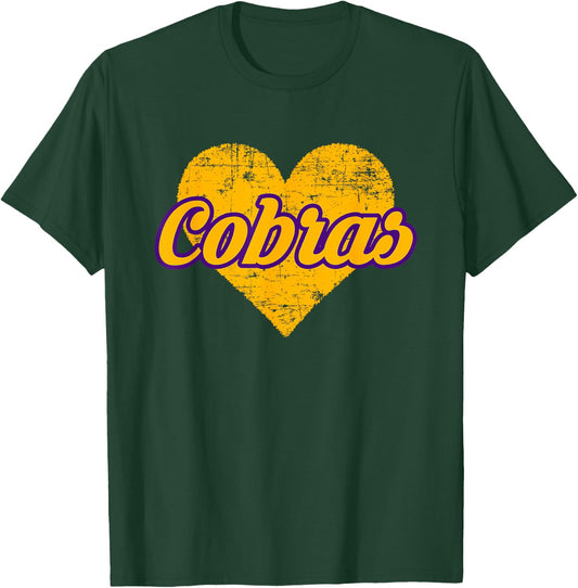 Fountain Lake Cobras Over Heart T-Shirt - T-Shirt | Forest