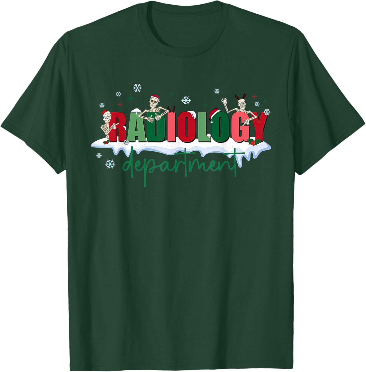 Christmas Radiology Department Funny Skeleton X-ray Tech T-Shirt - T-Shirt | Forest