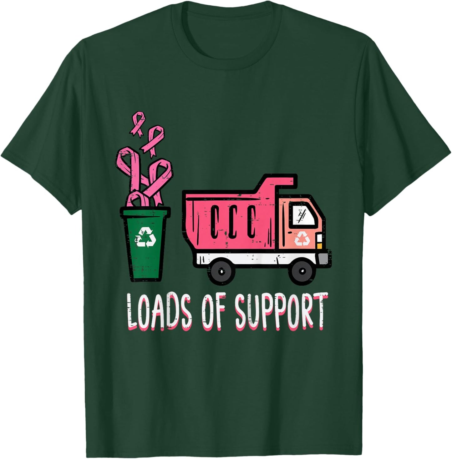 Kids Support Dumptruck Cute Breast Cancer Awareness Toddler Boys T-Shirt - T-Shirt | Forest