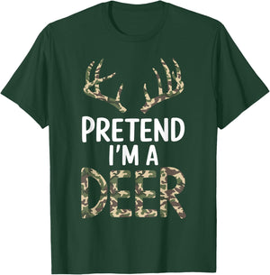 Pretend I'm A Deer Lazy Funny Halloween Costume T-Shirt - T-Shirt | Forest