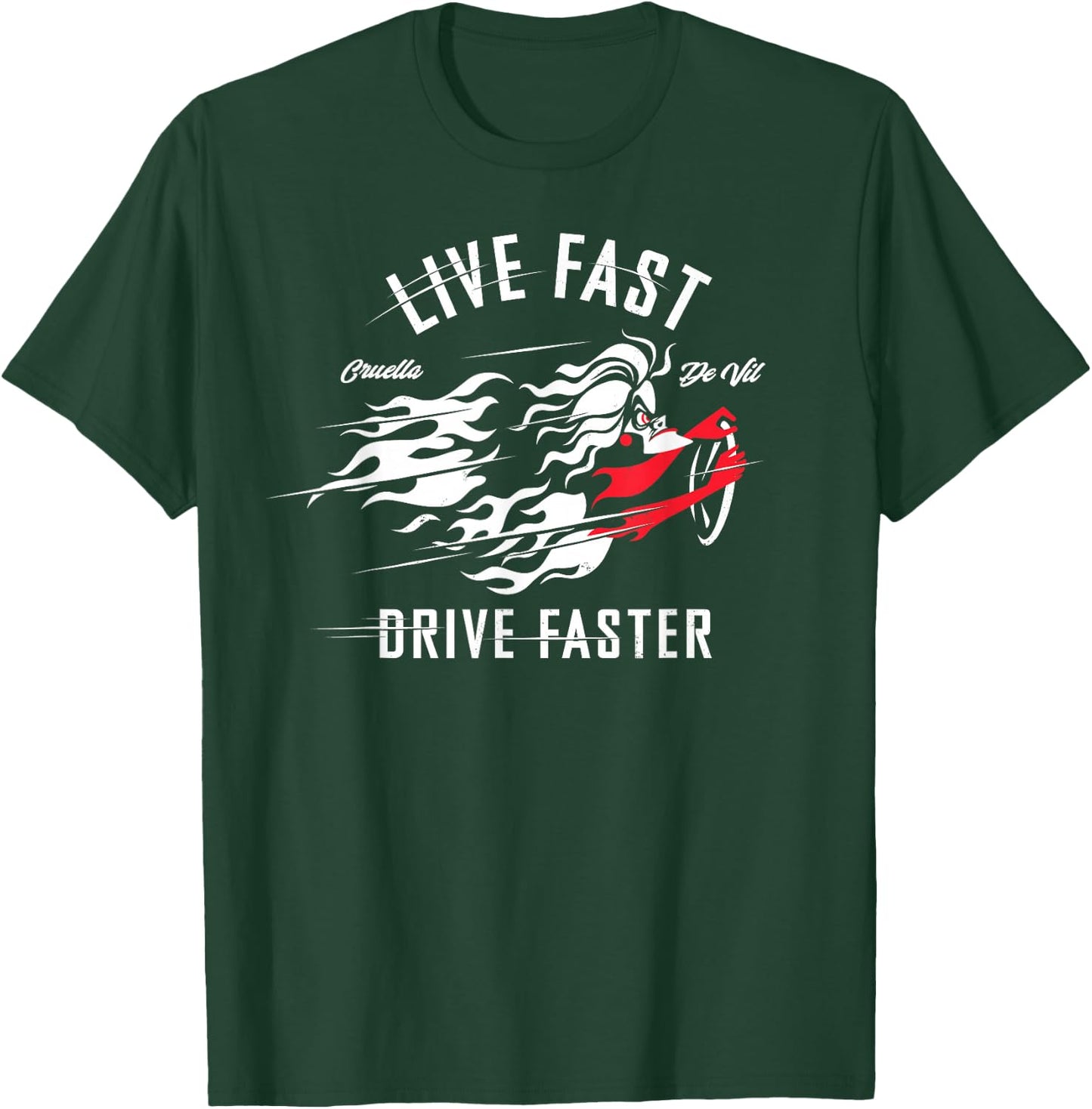 Disney Villains Cruella de Vil Live Fast Drive Faster T-Shirt - T-Shirt | Forest