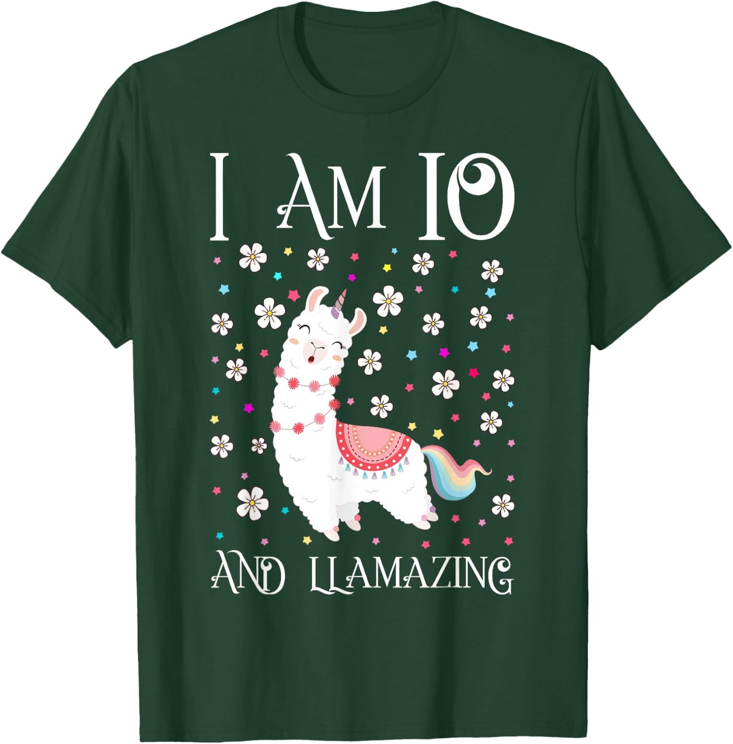 10 Years Old Girl Llama Gift 10th Birthday Llamazing Kids T-Shirt - T-Shirt | Forest