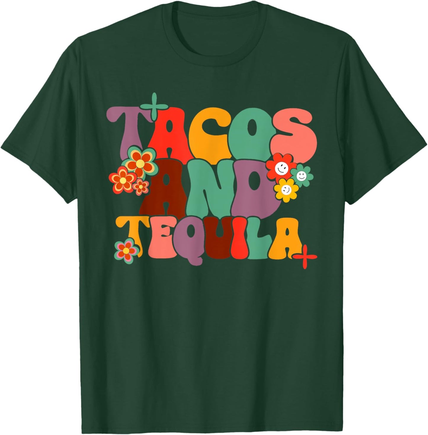 Tacos And Tequila Cinco De Mayo Groovy Mexican Drinking T-Shirt - T-Shirt | Forest