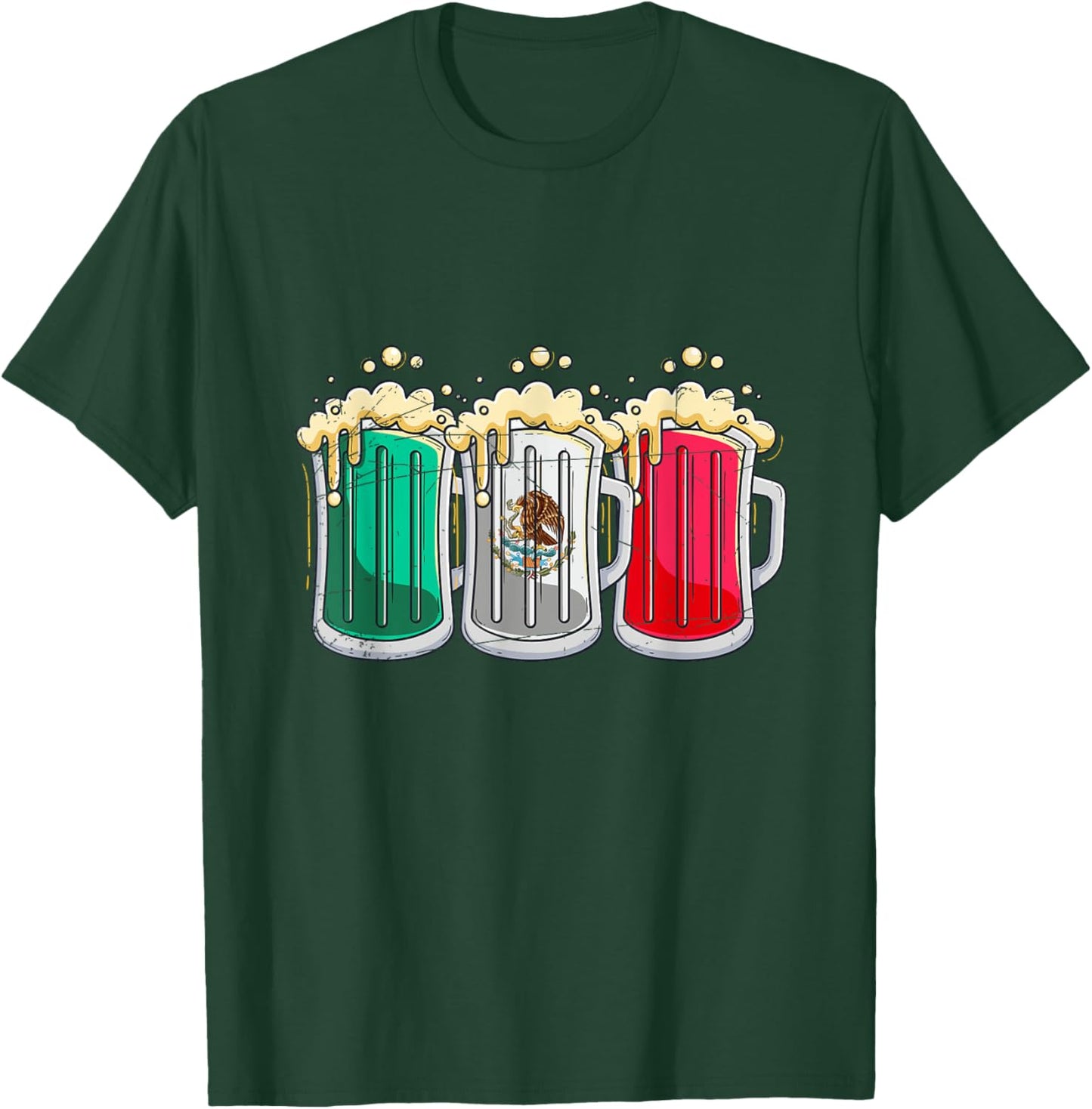 Funny Mexican Flag Beer Drinking Gift Viva Mexico T-Shirt - T-Shirt | Forest