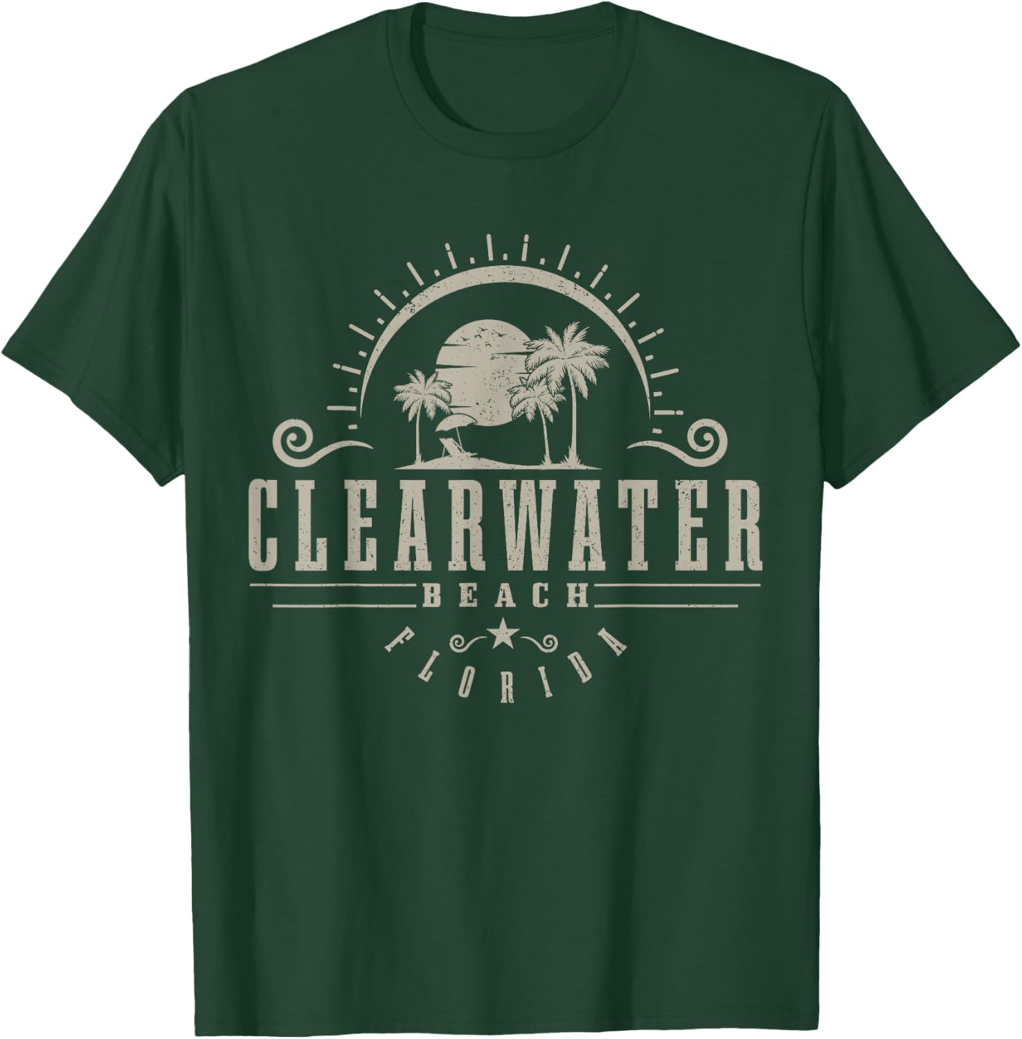 Clearwater Beach Florida FL Vintage Sunset Surf Vacation T-Shirt - T-Shirt | Forest