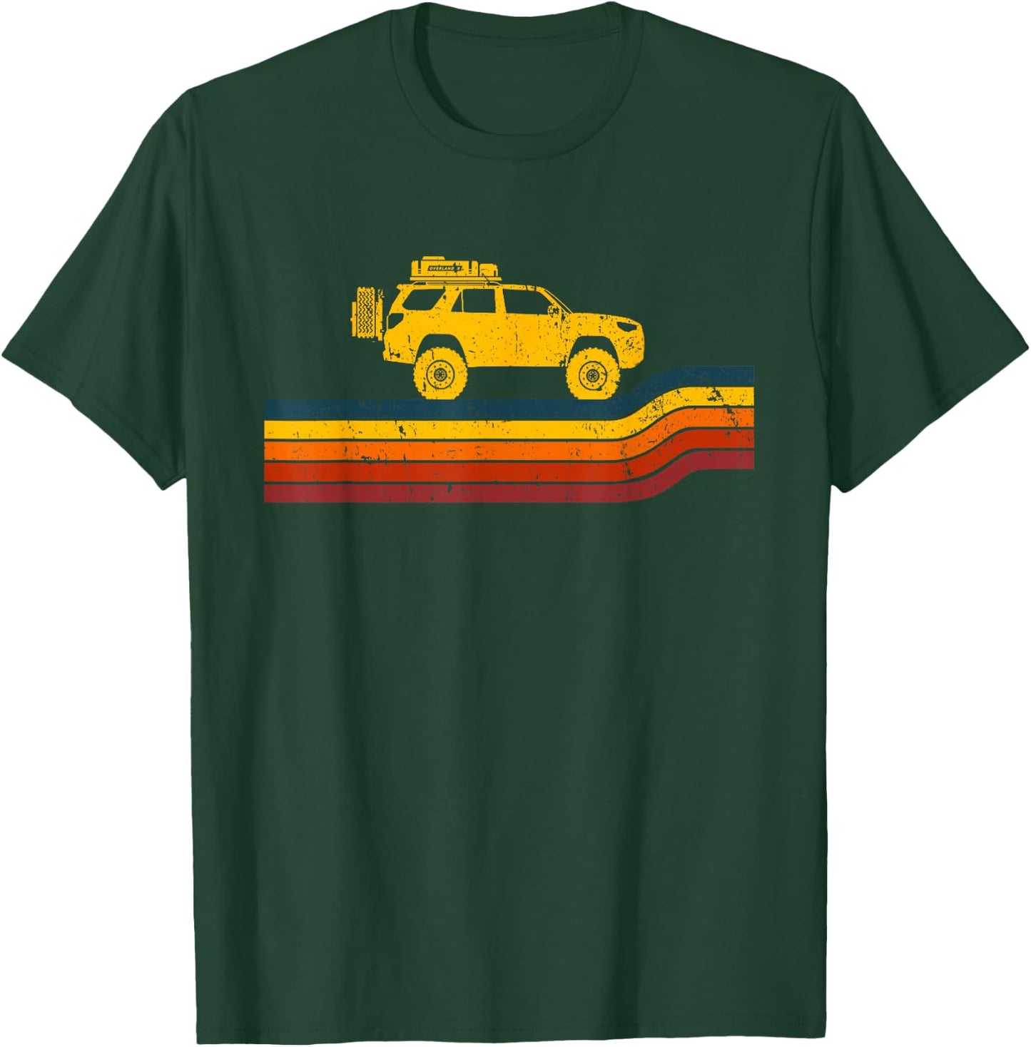 Overland Atlas Retro Runner Tracks 4x4 Offload Camping T-Shirt - T-Shirt | Forest