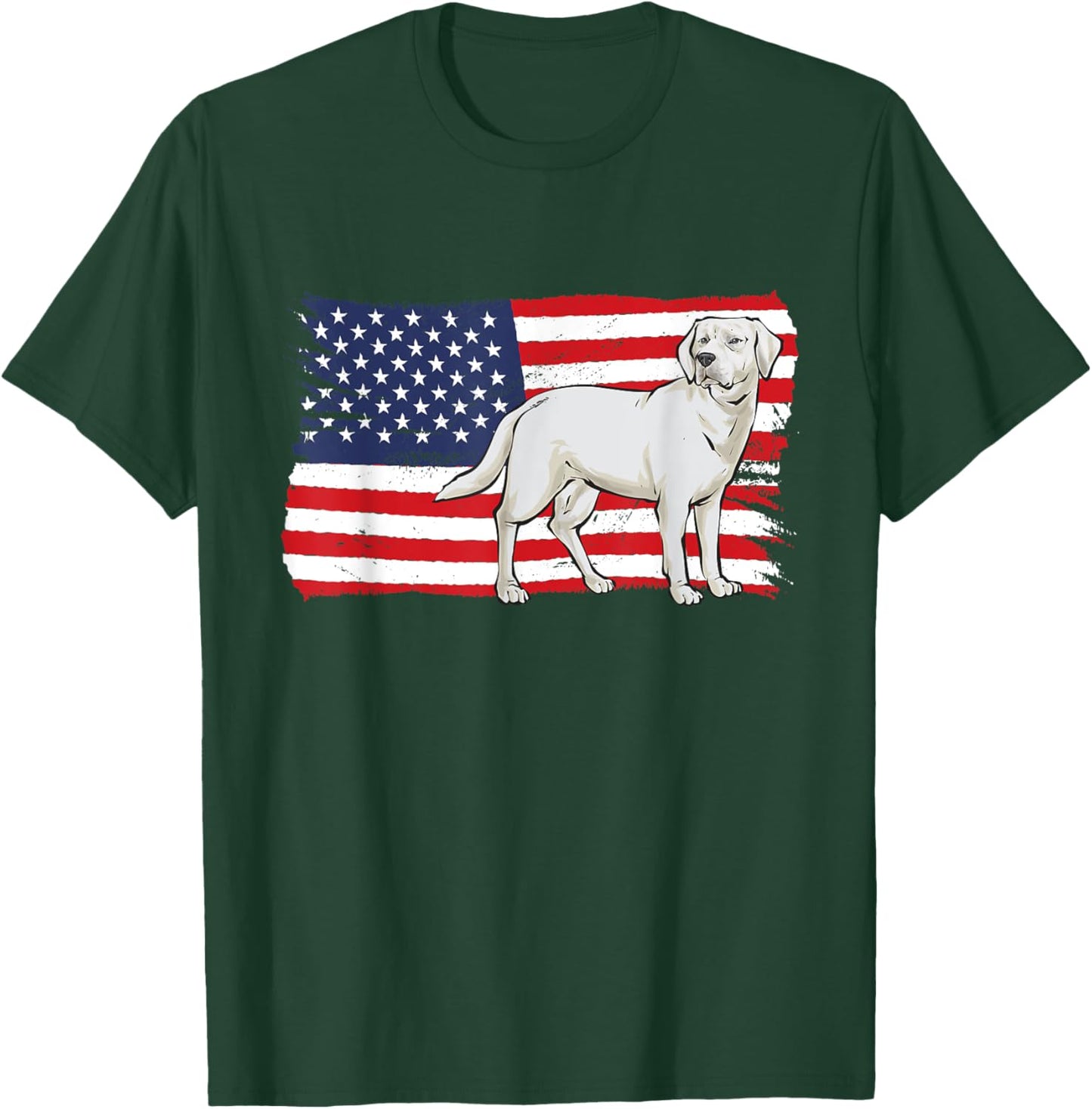 White Labrador Retriever American Flag White Lab Women Men T-Shirt - T-Shirt | Forest