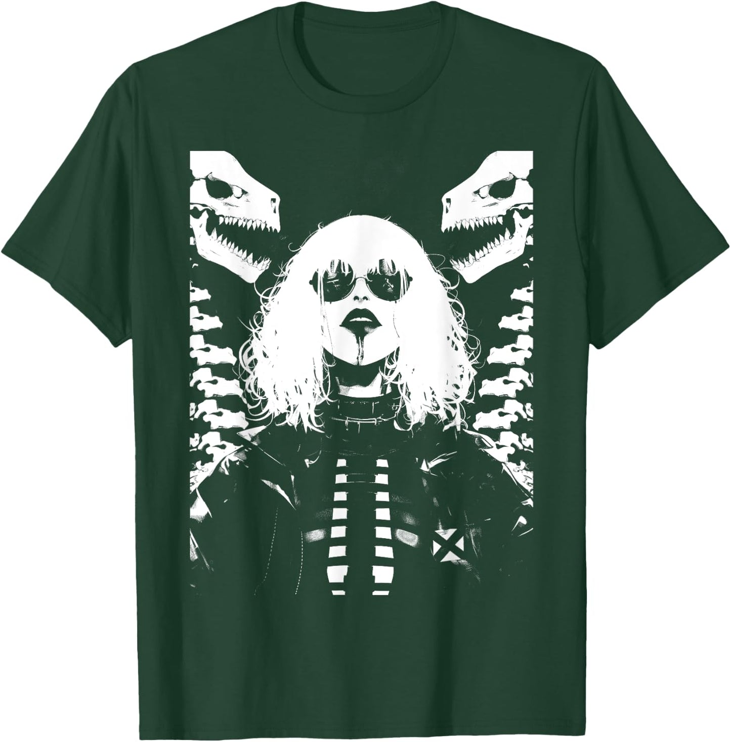 Horror Techwear Ghoul Girl Cybergoth Gothic Anime Manga T-Shirt - T-Shirt | Forest