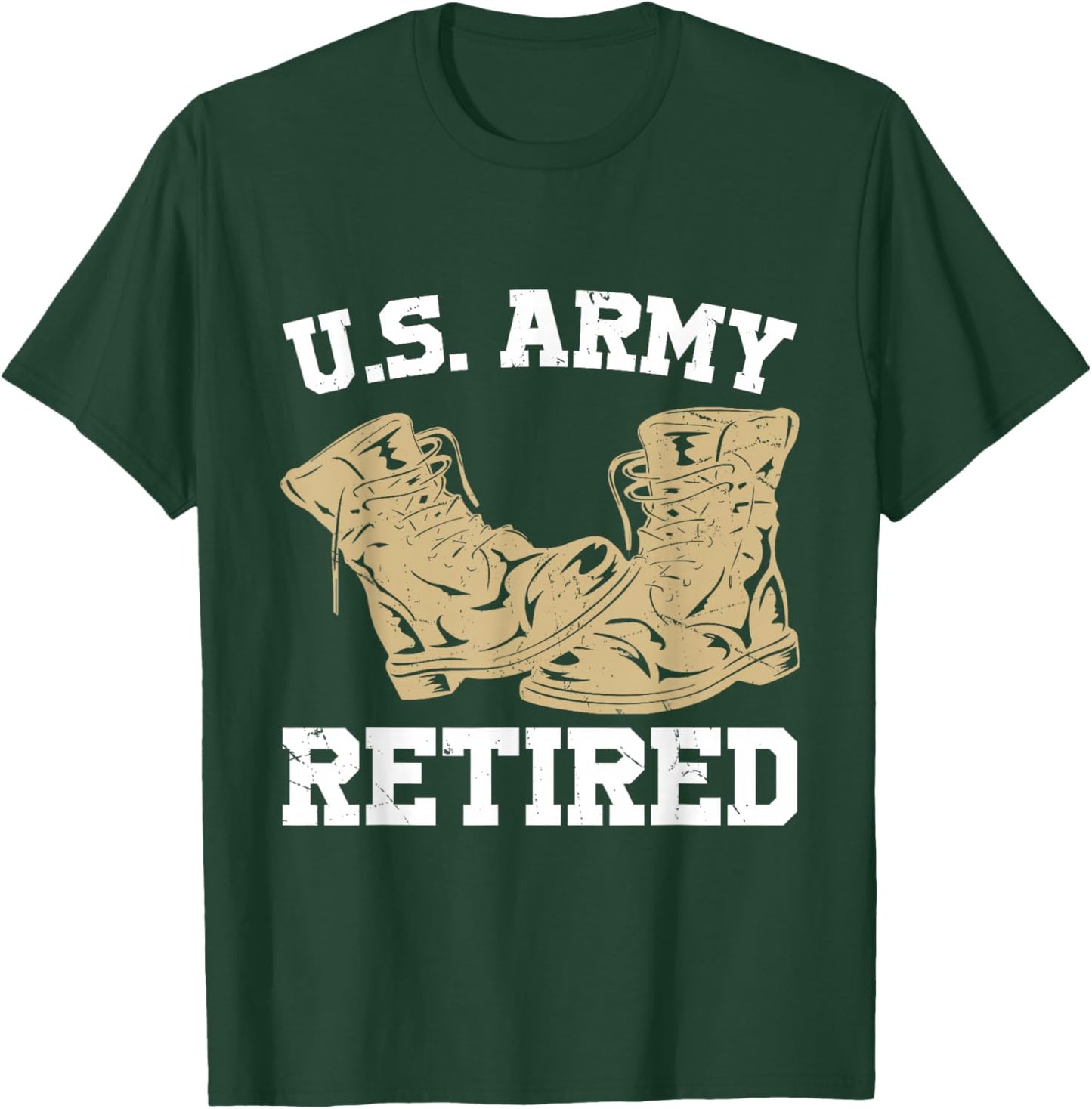 US Army Retired Distressed With Logo Retirement T-Shirt - T-Shirt | Forest