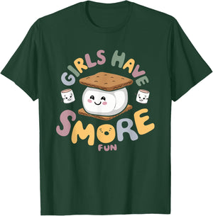 Girls Have Smore Fun Camping Campfire Camper Camp Cute T-Shirt - T-Shirt | Forest