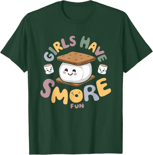Girls Have Smore Fun Camping Campfire Camper Camp Cute T-Shirt - T-Shirt | Forest