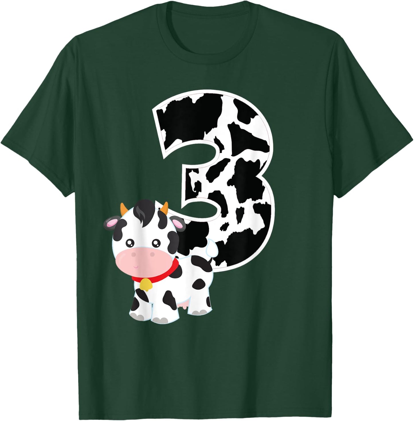 I'm Three Age 3 Cow Farm Theme Birthday Gift Number 3 Shirt T-Shirt - T-Shirt | Forest