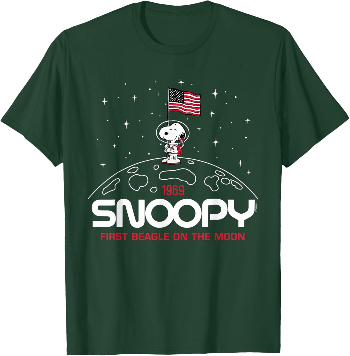 Peanuts - Snoopy Flag Moon T-Shirt - T-Shirt | Forest