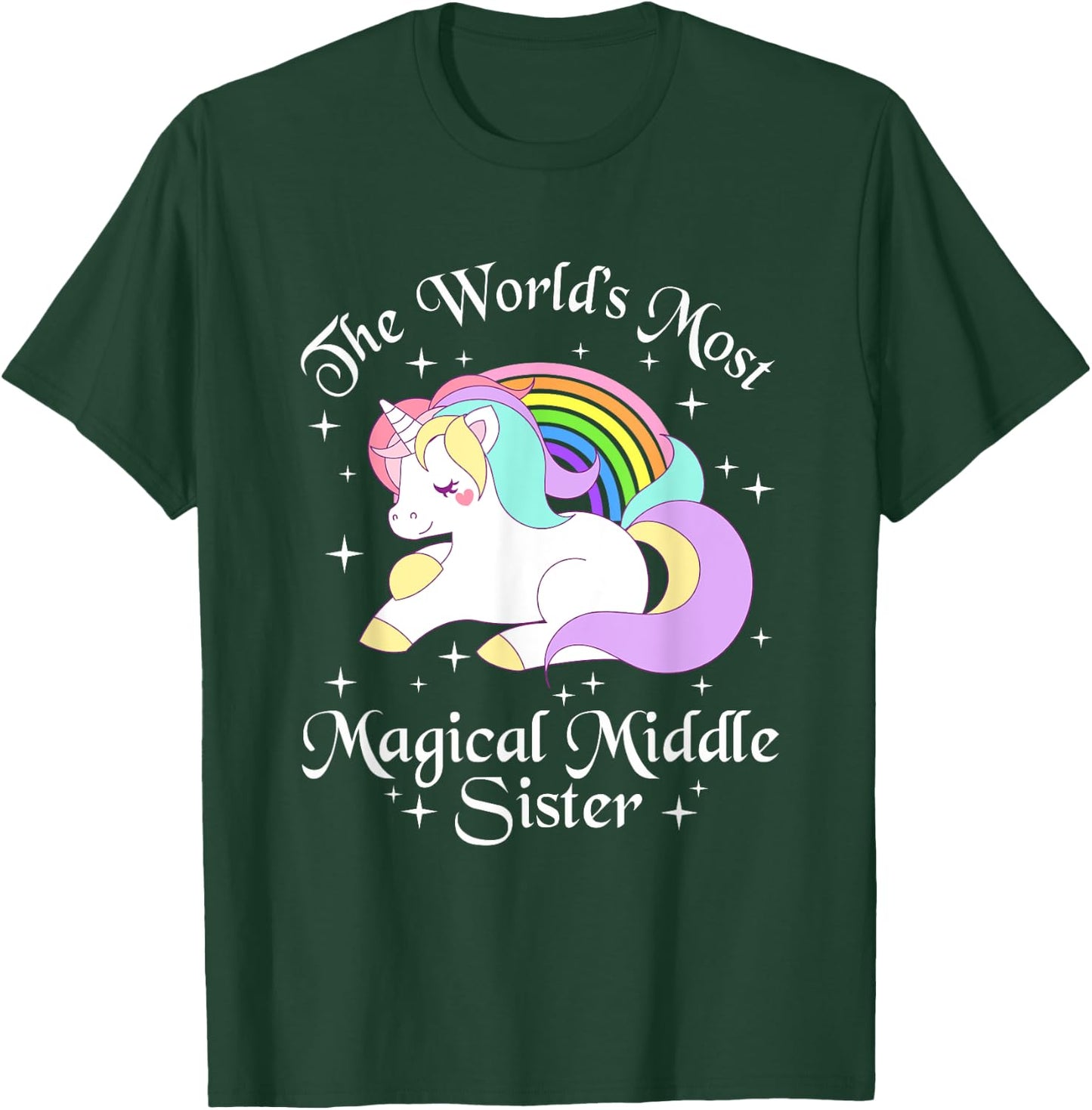 Magical Middle Sister Unicorn Sister Gifts Girls T-Shirt - T-Shirt | Forest