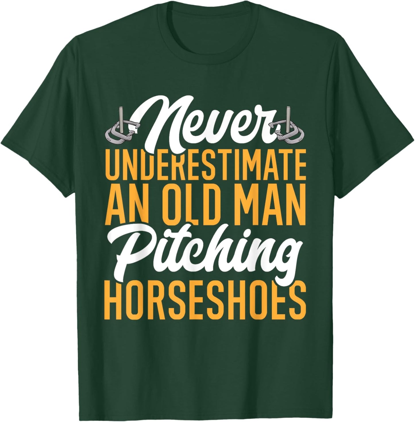 Horseshoes Game Horseshoe Pitching Old Man T-Shirt - T-Shirt | Forest