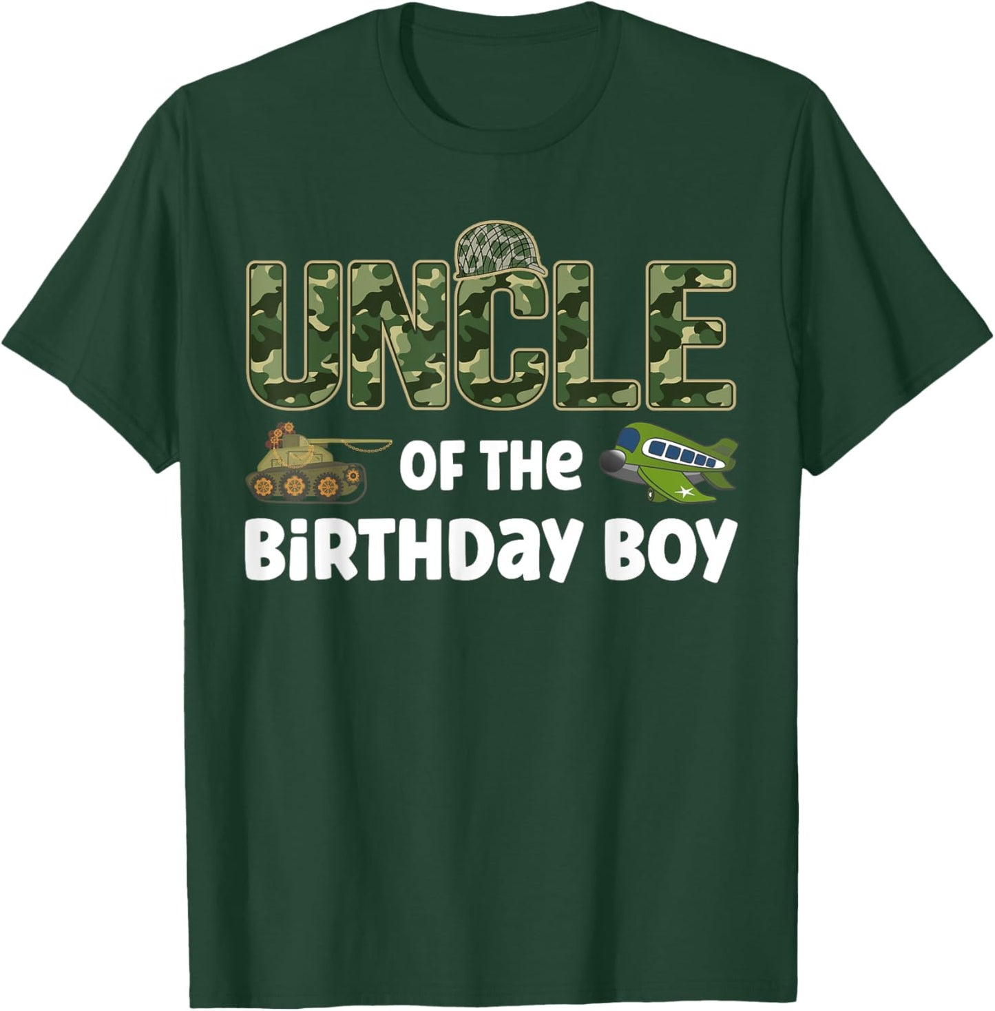Uncle of the Birthday Boy Army Camouflage Birthday Party T-Shirt - T-Shirt | Forest
